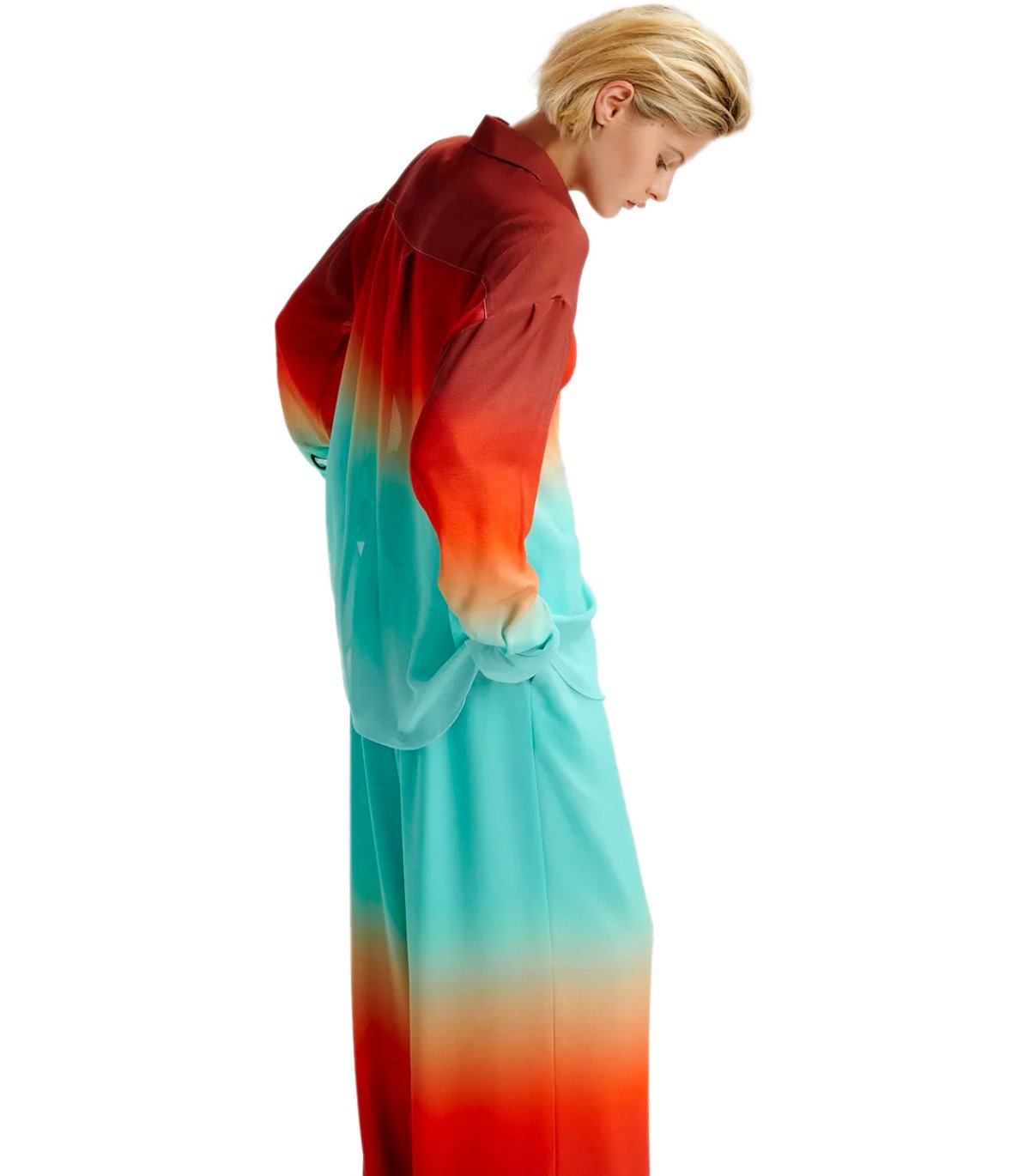 ESSENTIEL ANTWERP HEDEN TIE DYE ORANGE SHIRT