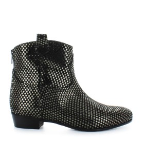 STEPHEN GOOD GUNMETAL LEATHER WITH STARS ANKLE BOOTS
