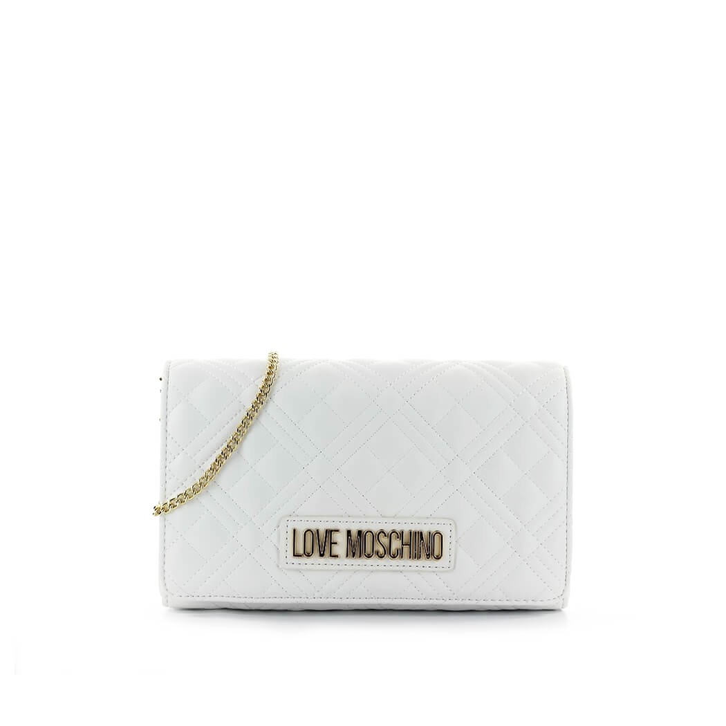 POCHETTE QUILTED CUIR NAPPA BLANC LOVE MOSCHINO