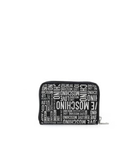 LOVE MOSCHINO BLACK SMALL WALLET WITH WHITE LOGO