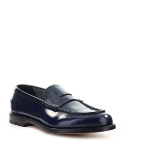 DOUCAL'S NAVY BLUE LEATHER PENNY LOAFER