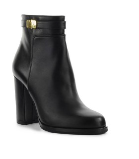 EMPORIO ARMANI BLACK LEATHER HEELED ANKLE BOOT