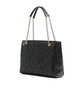 LOVE MOSCHINO QUILTED BLACK SHOPPING BAG