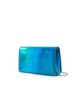LOVE MOSCHINO TURQUOISE CLUTCH WITH LOGO