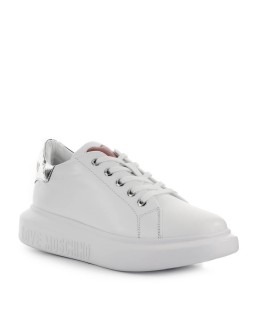 LOVE MOSCHINO WHITE SILVER SNEAKER WITH LOGO
