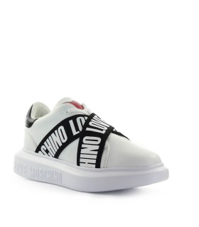 LOVE MOSCHINO WHITE BLACK SNEAKER WITH CROSSED LOGO