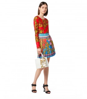VERSACE JEANS COUTURE GARLAND SUN MULTICOLOR PLEATED SKIRT