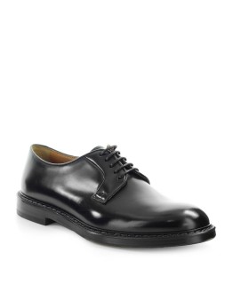 DOUCAL'S BLACK LEATHER DERBY LACE UP