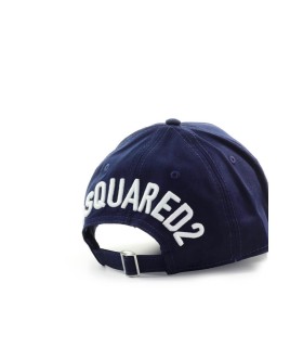 DSQUARED2 NAVY BLUE BASEBALL CAP WITH WHITE LOGO