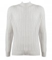 H953 PEARL GREY RIBBED TURTLENECK SWEATER
