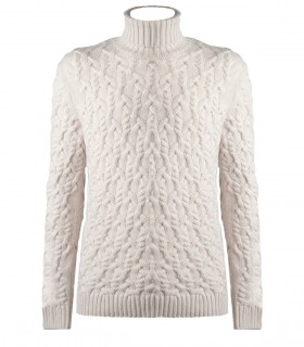 PAOLO PECORA IVORY TRICOT TURTLENECK JUMPER