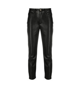 PINKO SUSAN 14 SKINNY FIT BLACK FAUX LEATHER TROUSERS
