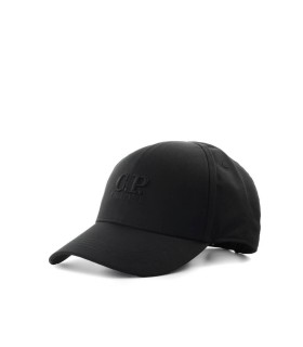 C.P. COMPANY BLACK BASEBALL CAP WITH LOGO
