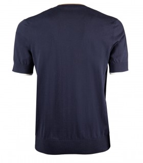 PAOLO PECORA BLUE CREWNECK JUMPER WITH SHORT SLEEVE