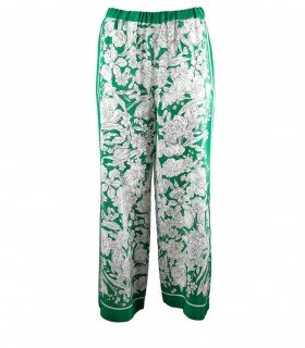 MAX MARA WEEKEND ARDENZA GREEN FLORAL TROUSERS