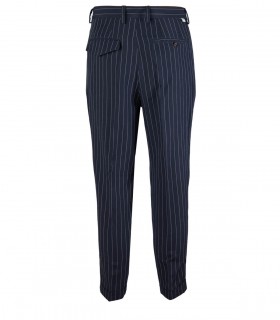 PAOLO PECORA BLUE WHITE PINSTRIPE CARROT FIT TROUSERS