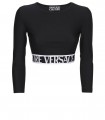 VERSACE JEANS COUTURE BLACK CROP TOP WITH LOGO