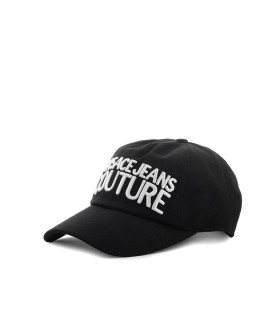 VERSACE JEANS COUTURE BLACK BASEBALL CAP WITH LOGO