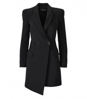 ELISABETTA FRANCHI ASYMMETRIC BLACK COAT DRESS