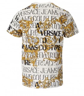 VERSACE JEANS COUTURE LOGO BAROQUE WHITE GOLD T-SHIRT