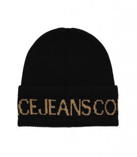 VERSACE JEANS COUTURE BASIC MACROLOGO BLACK GOLD BEANIE