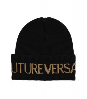 VERSACE JEANS COUTURE BASIC MACROLOGO BLACK GOLD BEANIE