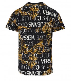 T-SHIRT LOGO BAROQUE NERO ORO VERSACE JEANS COUTURE