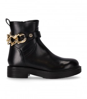 LOVE MOSCHINO BLACK ANKLE BOOT WITH CHAIN