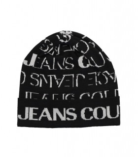 VERSACE JEANS COUTURE ALLOVER LOGO BLACK WHITE BEANIE