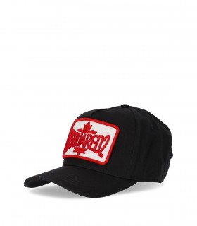 DSQUARED2 D2 PATCH BLACK RED BASEBALL CAP