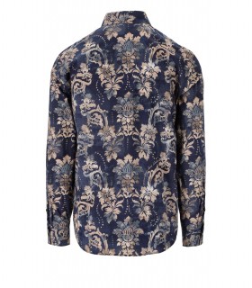 VERSACE JEANS COUTURE TAPESTRY BLUE PATTERNED SHIRT