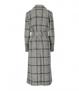 TWINSET GREY CHECKERED COAT WITH BELT