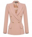 ELISABETTA FRANCHI NUDE PINK DOUBLE-BREASTED SUIT JACKET