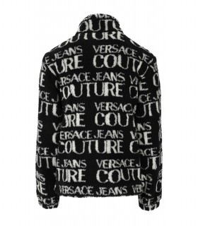 VERSACE JEANS COUTURE LOGO TEDDY BLACK WHITE JACKET