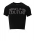 VERSACE JEANS COUTURE LOGO GLITTER BLACK CROPPED T-SHIRT