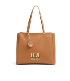 LOVE MOSCHINO BONDED LIGHT BROWN GOLD SHOPPING BAG