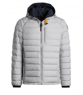 PARAJUMPERS REVERSIBLE GREY NAVY BLUE HOODED DOWN JACKET