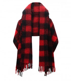 WOOLRICH BUFFALO CHECK RED BLACK CAPE