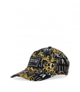 VERSACE JEANS COUTURE LOGO COUTURE BLACK BASEBALL CAP