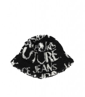 VERSACE JEANS COUTURE LOGO TEDDY BLACK WHITE BUCKET HAT
