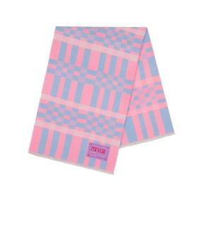 VERSACE JEANS COUTURE PINK LIGHT BLUE CHECK SCARF