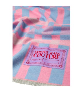 VERSACE JEANS COUTURE PINK LIGHT BLUE CHECK SCARF