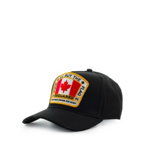 DSQUARED2 CANADIAN FLAG BLACK BASEBALL CAP