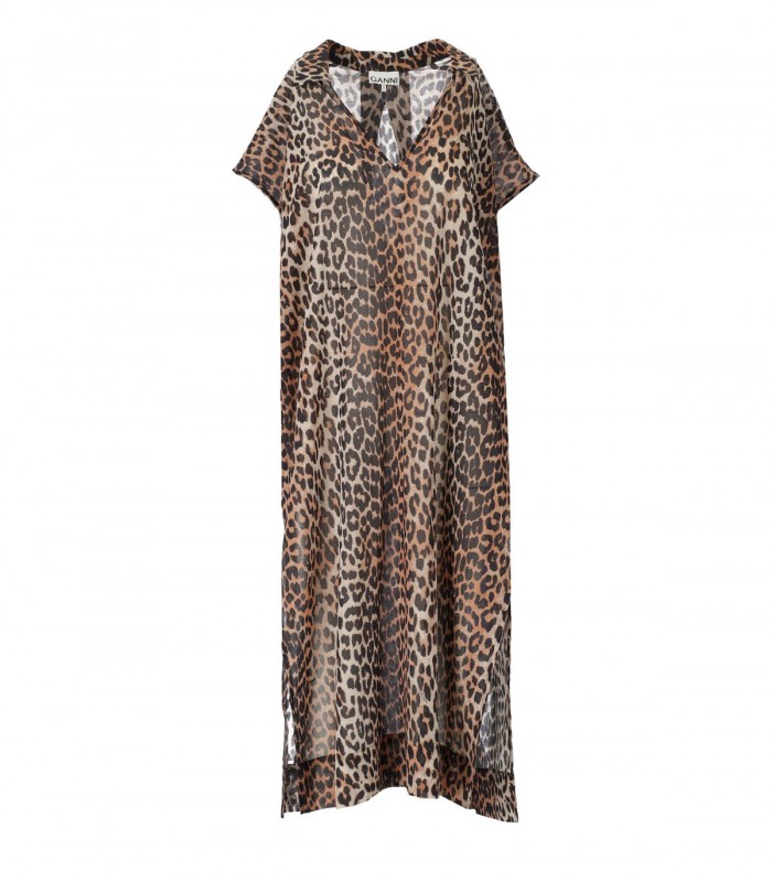 Ganni Beach Leopard-Print Kaftan Dress - Ferraris Boutique