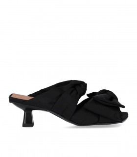 GANNI BLACK HEELED MULE WITH BOWS
