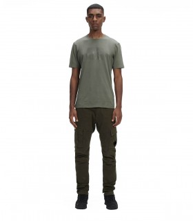 C.P. COMPANY SATEEN STRETCH MILITARY GREEN CARGO TROUSERS