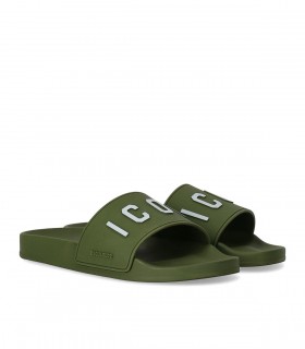 DSQUARED2 BE ICON MILITARY GREEN SLIDE