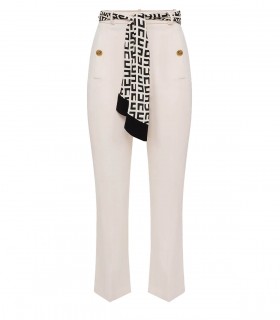 ELISABETTA FRANCHI BUTTER TROUSERS WITH FOULARD SCARF