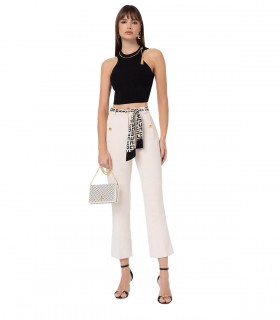 ELISABETTA FRANCHI BUTTER TROUSERS WITH FOULARD SCARF