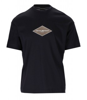 EMPORIO ARMANI NAVY BLUE T-SHIRT WITH PATCH